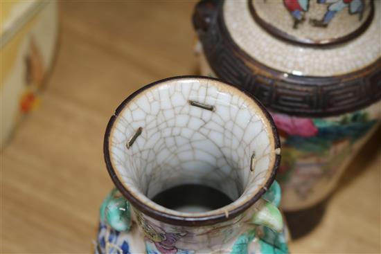 A quantity of Chinese crackle ware vases tallest 34cm